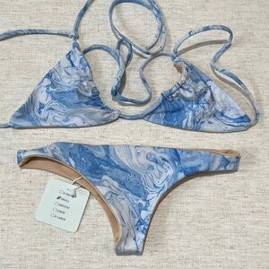 Casha Sol Blue and White Women's Bikini Set small